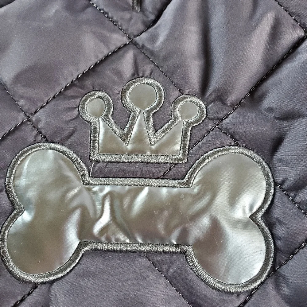 Luxurious Gray Quilted Dog Coat Size Medium